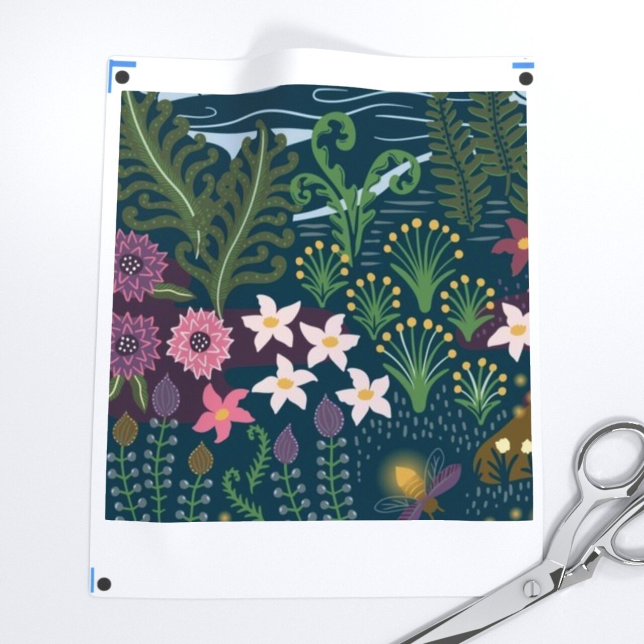 Magical Garden Woodland Floral Whimsical Night Botanical Fireflies Moon Jewel Tone Custom Removable Wallpaper by Spoonflower Peel & Stick Wallpaper 2FT Wide